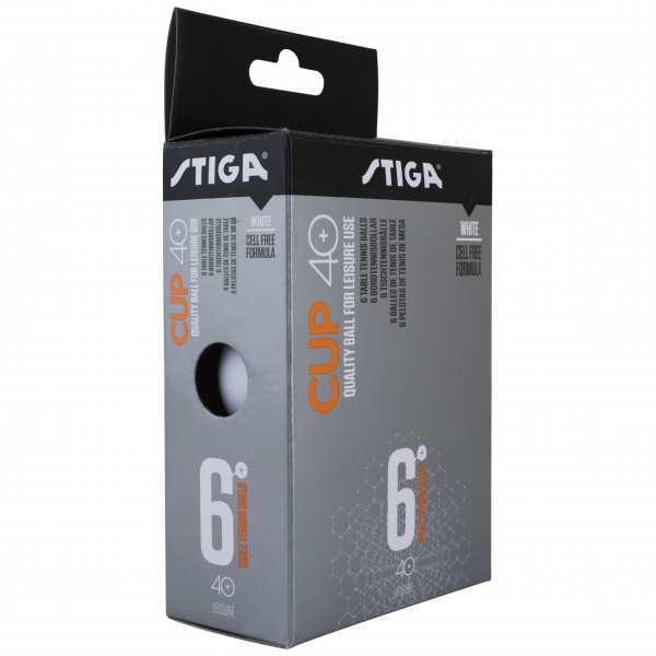 Теннисные пластиковые мячи Stiga Cup ABS 40+ мм, 6 шт. белые