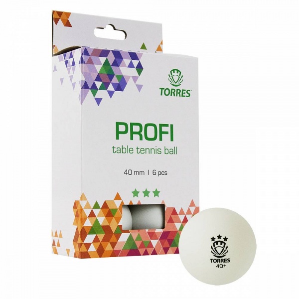 Мяч для настольного тенниса Torres Profi 3* (6 штук)