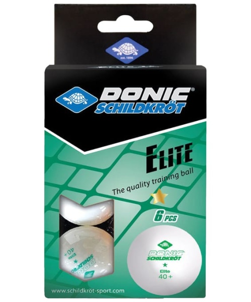 Мяч для настольного тенниса Donic 1* Elite, белый 6 шт.